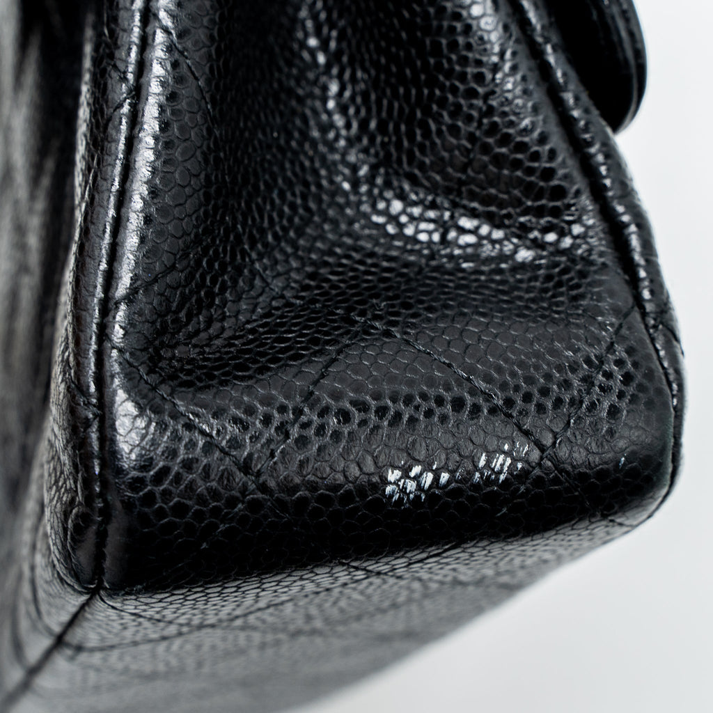 CHANEL MEDIUM CLASSIC DOUBLE FLAP BAG CAVIAR BLACK GHW