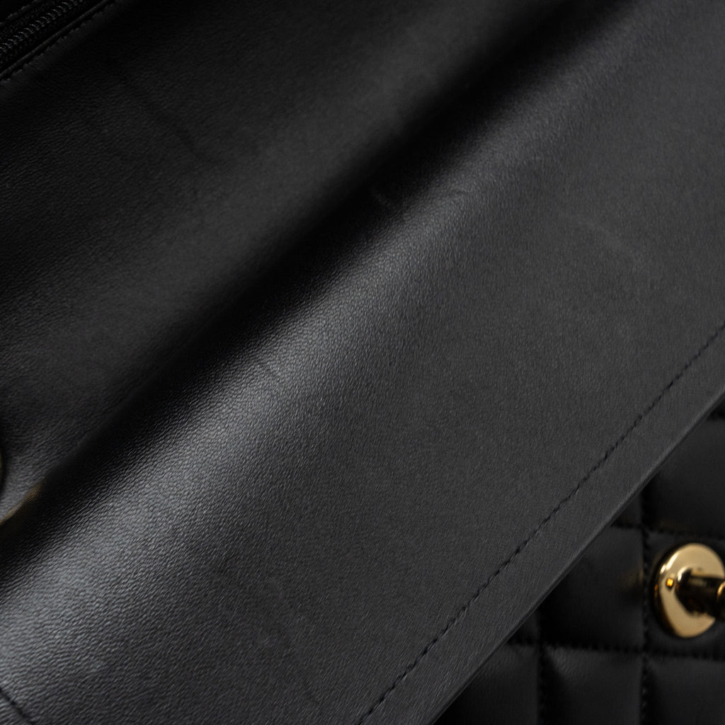 CHANEL MEDIUM CLASSIC FLAP BAG LAMBSKIN BLACK GHW