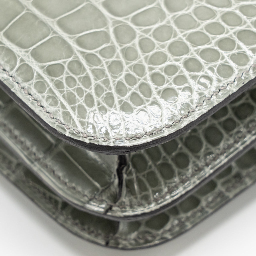 HERMES CONSTANCE MINI ALLIGATOR MISSISSIPPIENSIS 0V GRIS CIMENT GHW