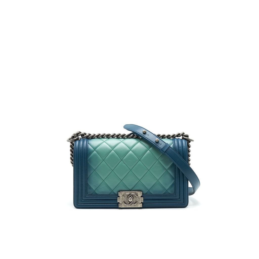 CHANEL MEDIUM LEBOY BAG GREEN RUTHENIUM HARDWARE