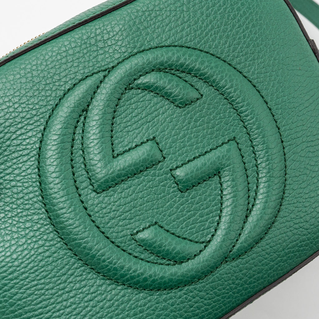 GUCCI DISCO SOHO CAMERA BAG CALFSKIN GREEN LGHW