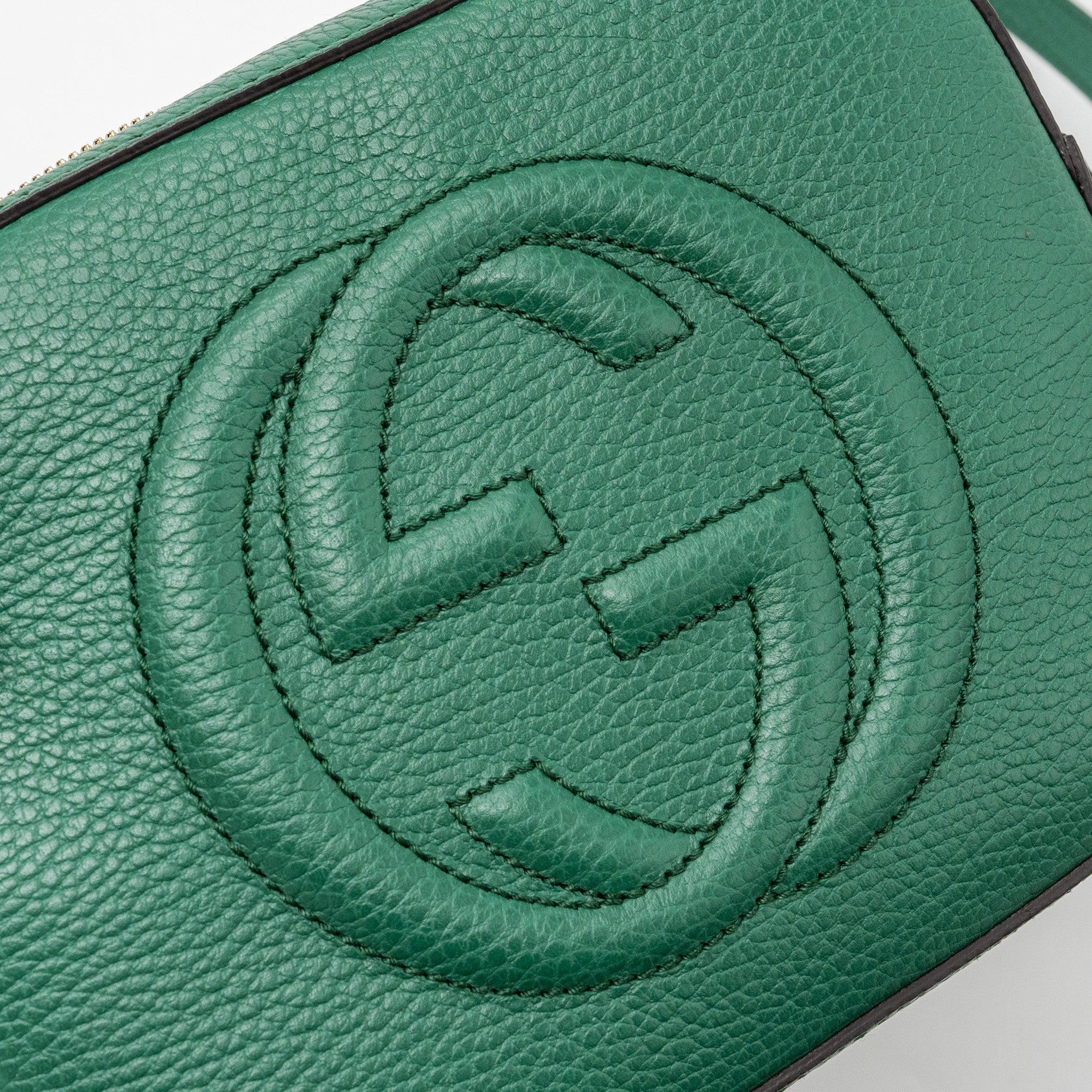 GUCCI DISCO SOHO CAMERA BAG CALFSKIN GREEN LGHW