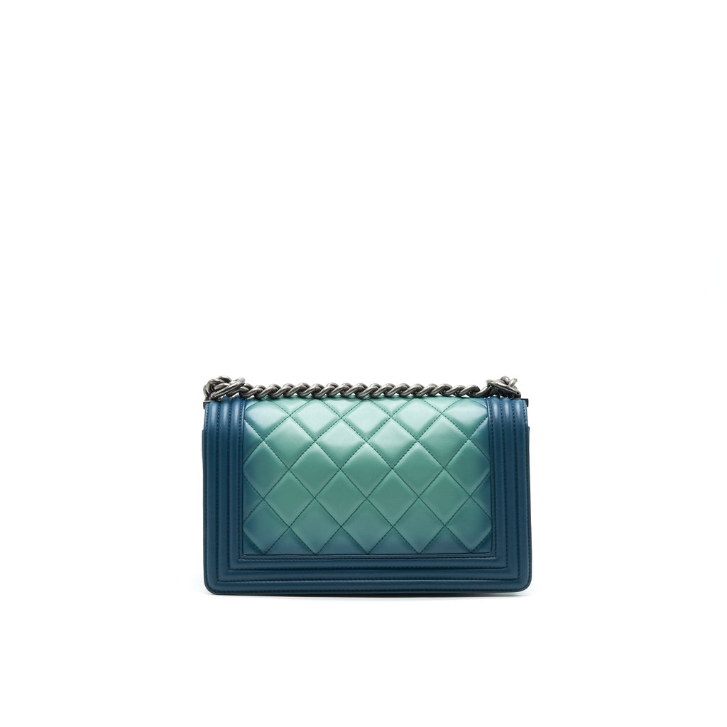 CHANEL MEDIUM LEBOY BAG GREEN RUTHENIUM HARDWARE