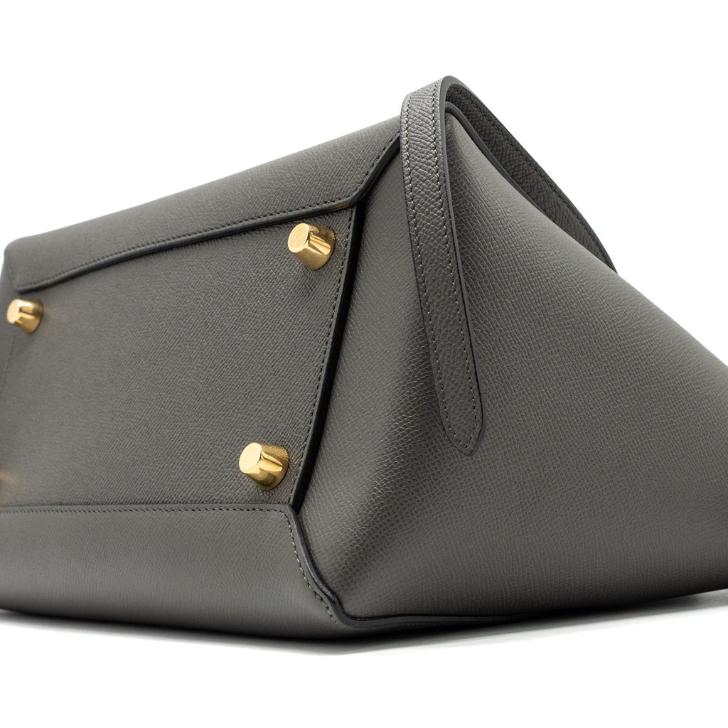 CELINE MINI BELT BAG GRAINED CALFSKIN DARK GREY GHW