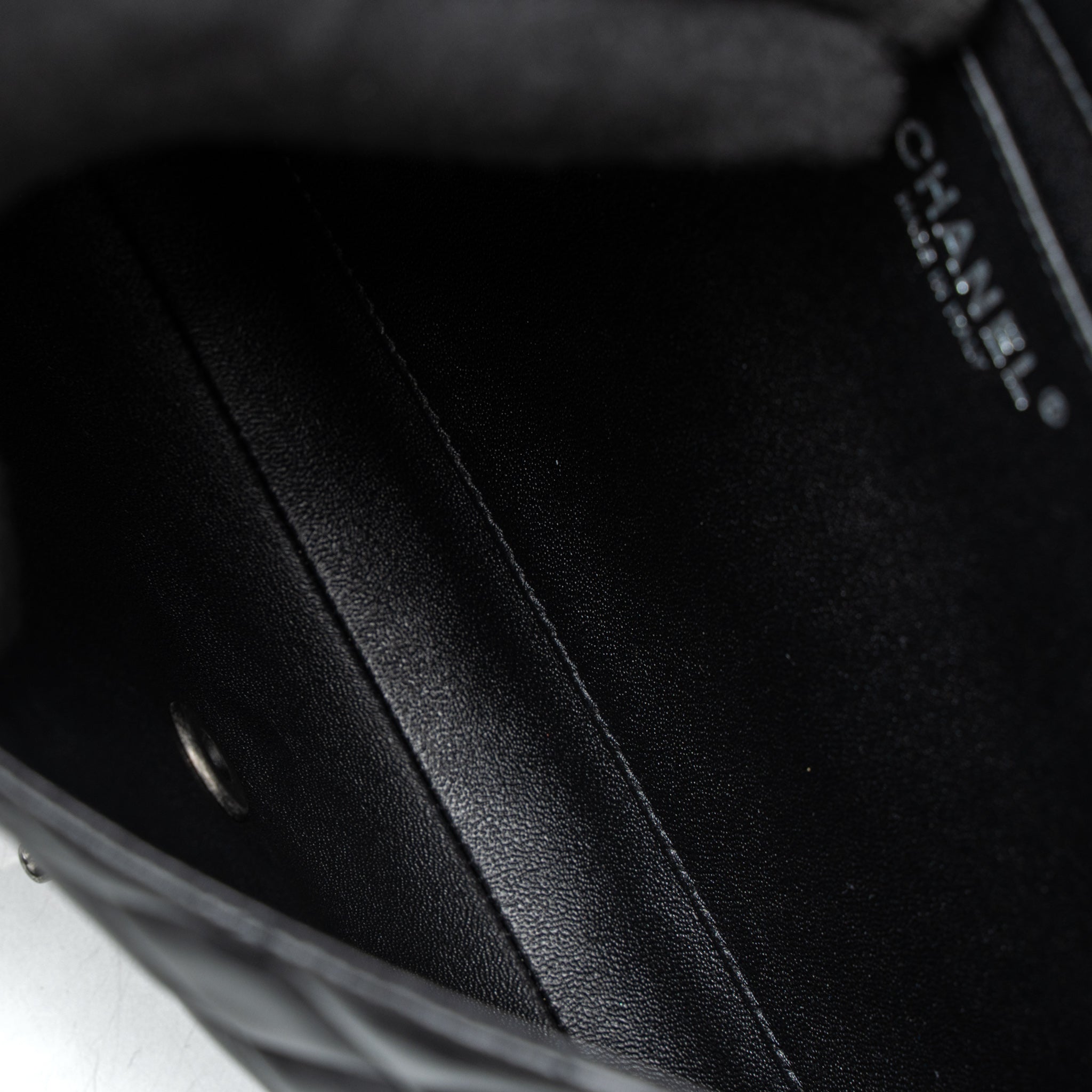 CHANEL TIMELESS CLUTCH WITH CHAIN LAMBSKIN BLACK RUTHENIUM HARDWARE