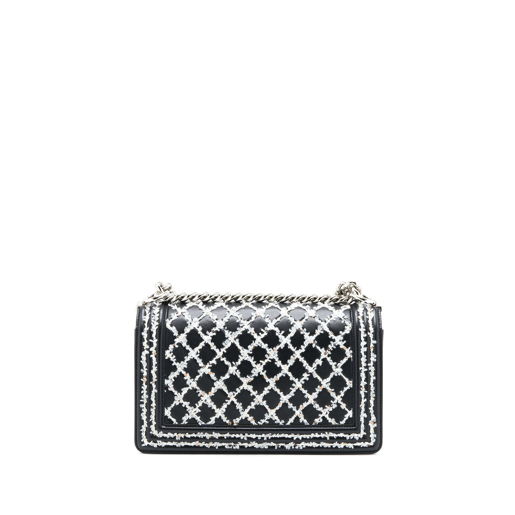 CHANEL MEDIUM BOY BAG LIMITED LAMBSKIN BLACK/WHITE SHW