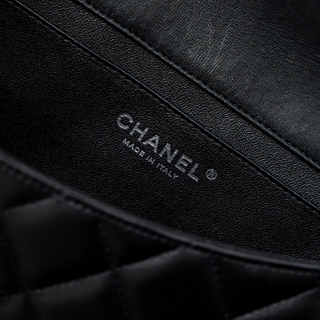 CHANEL TIMELESS CLUTCH WITH CHAIN LAMBSKIN BLACK RUTHENIUM HARDWARE