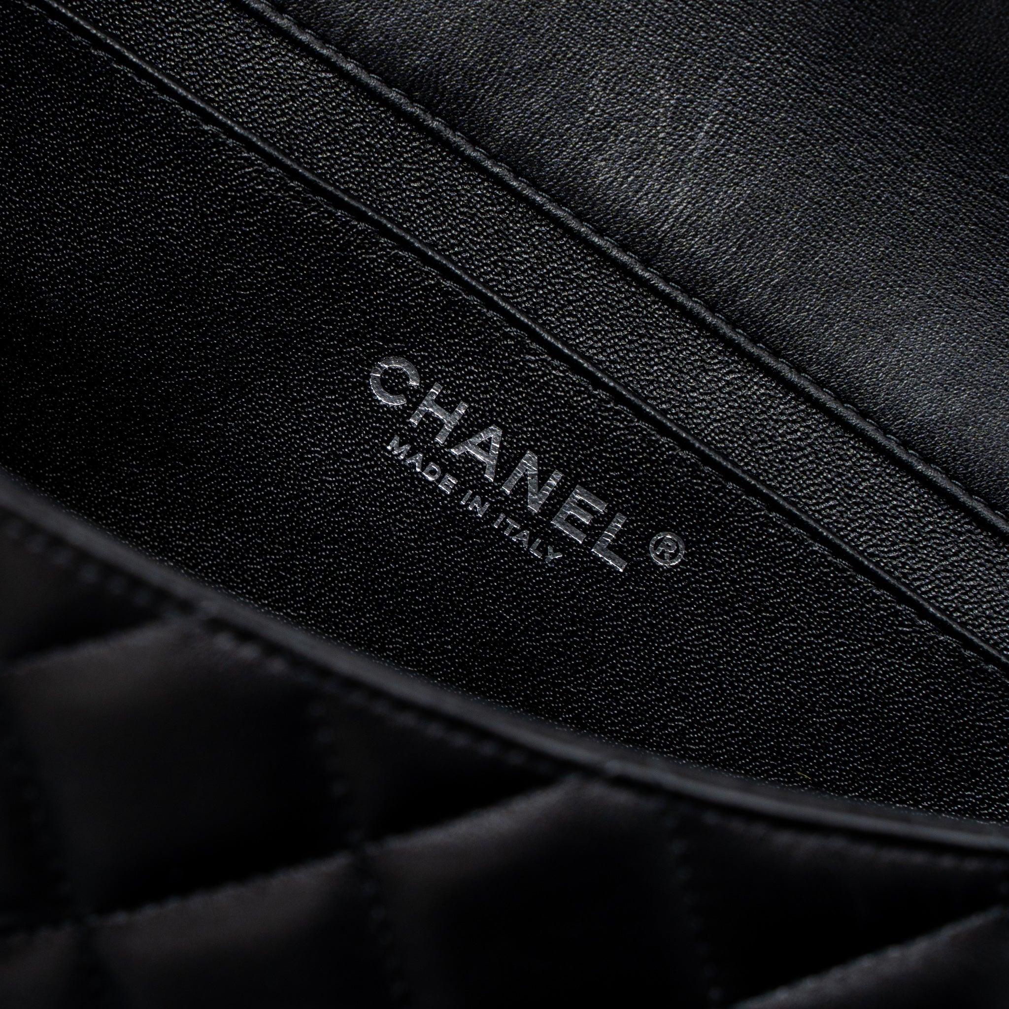 CHANEL TIMELESS CLUTCH WITH CHAIN LAMBSKIN BLACK RUTHENIUM HARDWARE