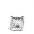 CHANEL VERTICAL METALLIC BOY BAG SILVER RUTHENIUM HARDWARE