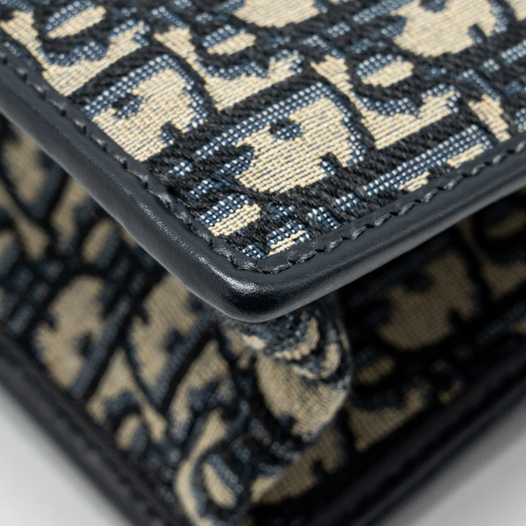 DIOR 30 MONTAIGNE CHAIN BAG OBLIQUE JACQUARD BLUE GHW
