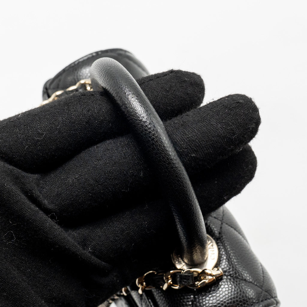 CHANEL COCO HANDLE MINI CLUTCH WITH CHAIN CAVIAR BLACK LGHW (MICROCHIP)