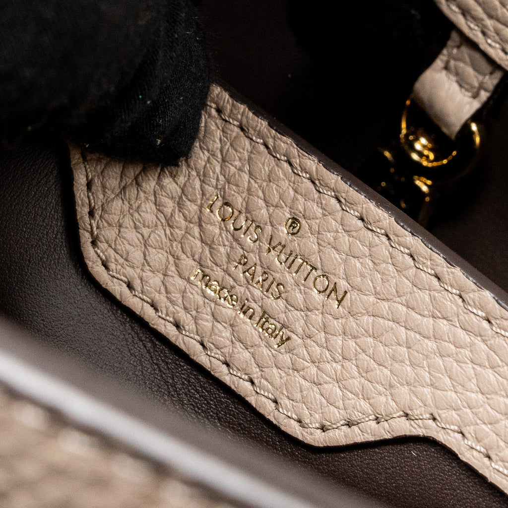 LOUIS VUITTON CAPUCINES BB TAURILLON GALET GHW