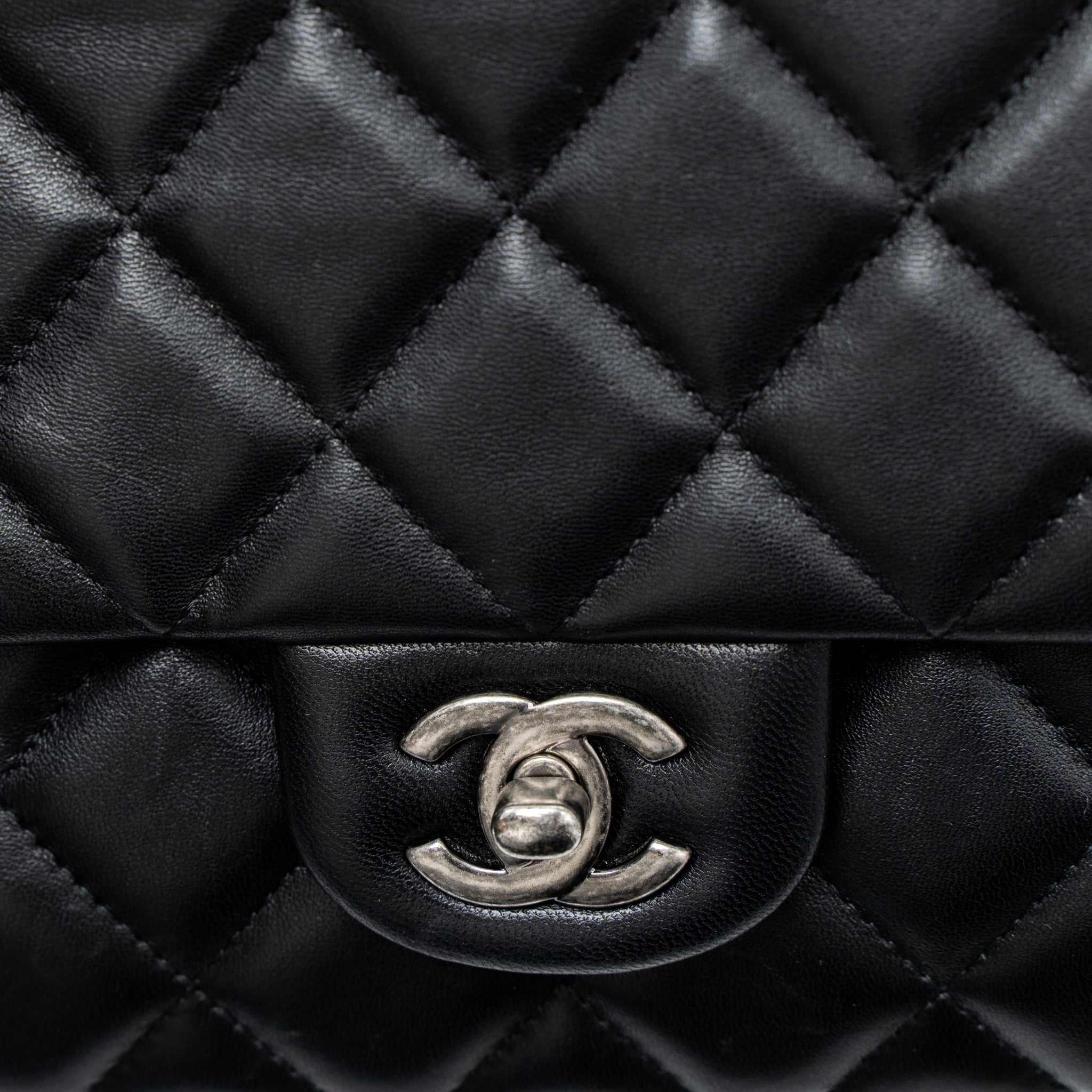 CHANEL TIMELESS CLUTCH WITH CHAIN LAMBSKIN BLACK RUTHENIUM HARDWARE