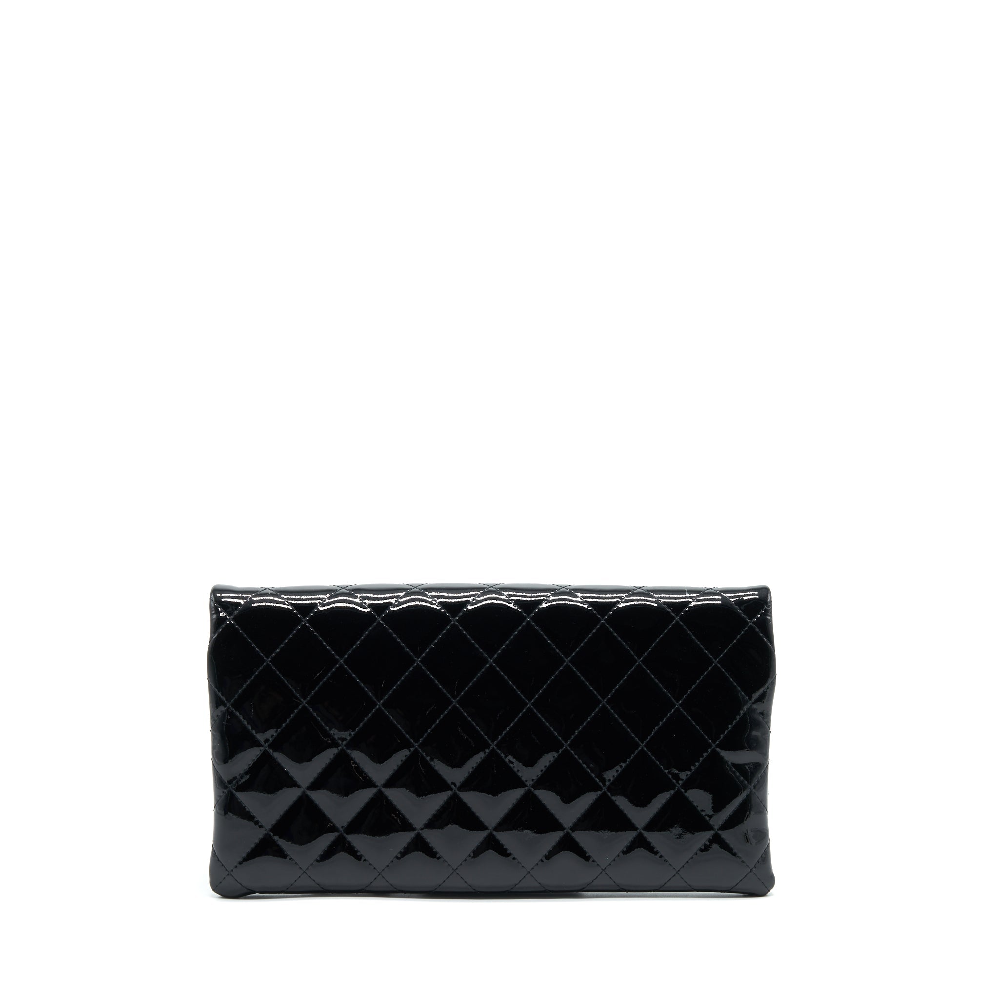 CHANEL FOLD OVER CLUTCH PATENT LEATHER BLACK SHW
