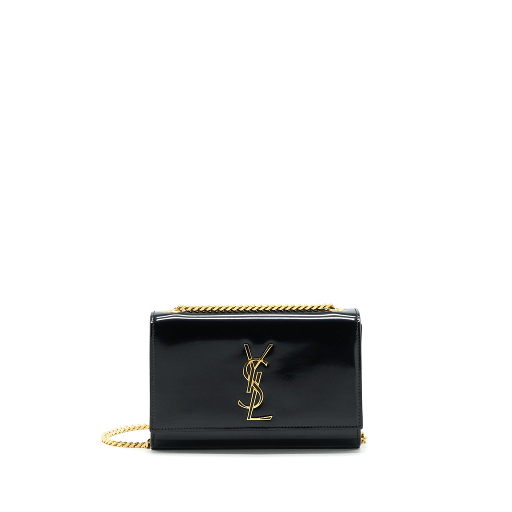 SAINT LAURENT KATE FLAP BAG PATENT BLACK GHW