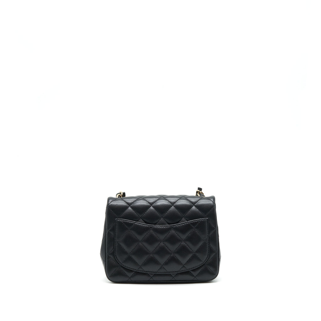 CHANEL MINI SQUARE FLAP BAG LAMBSKIN BLACK LGHW
