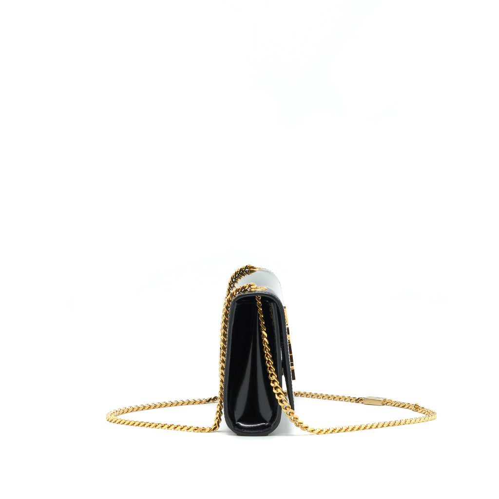 SAINT LAURENT KATE FLAP BAG PATENT BLACK GHW
