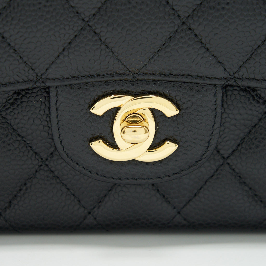 CHANEL MEDIUM CLASSIC DOUBLE FLAP BAG CAVIAR BLACK GHW SERIAL 25