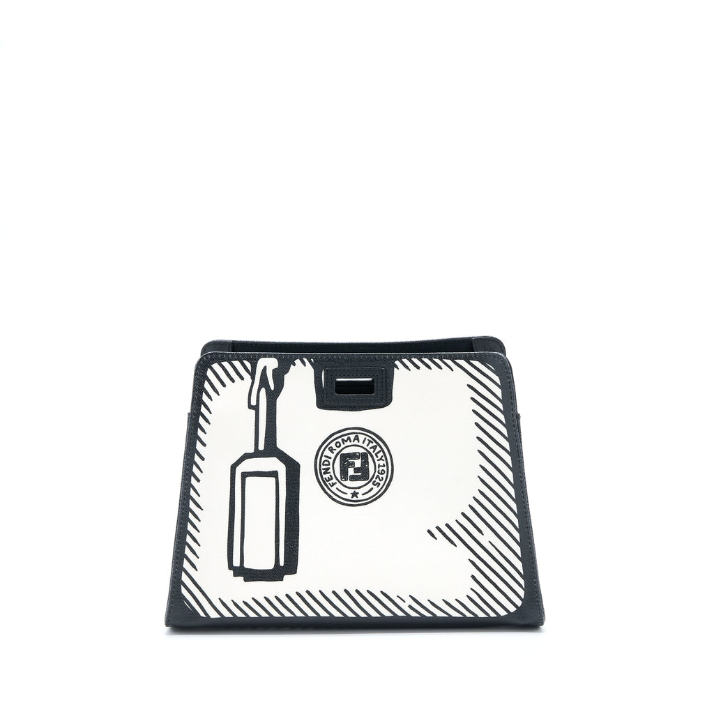 FENDI X VIDES COATED CANVAS PEEKABOO DEFENDER COVER WHITE BLACK