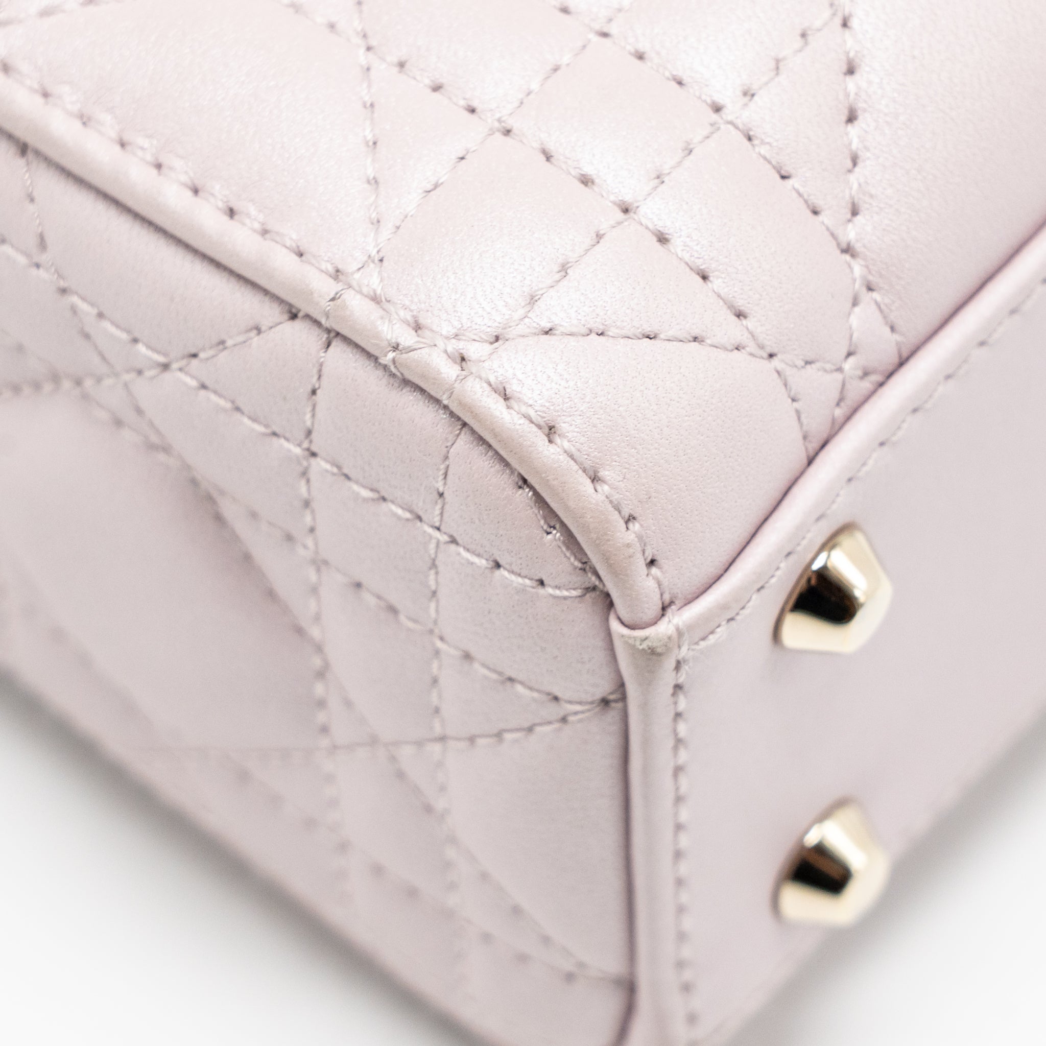 DIOR MINI LADY DIOR LAMBSKIN LIGHT PINK LGHW