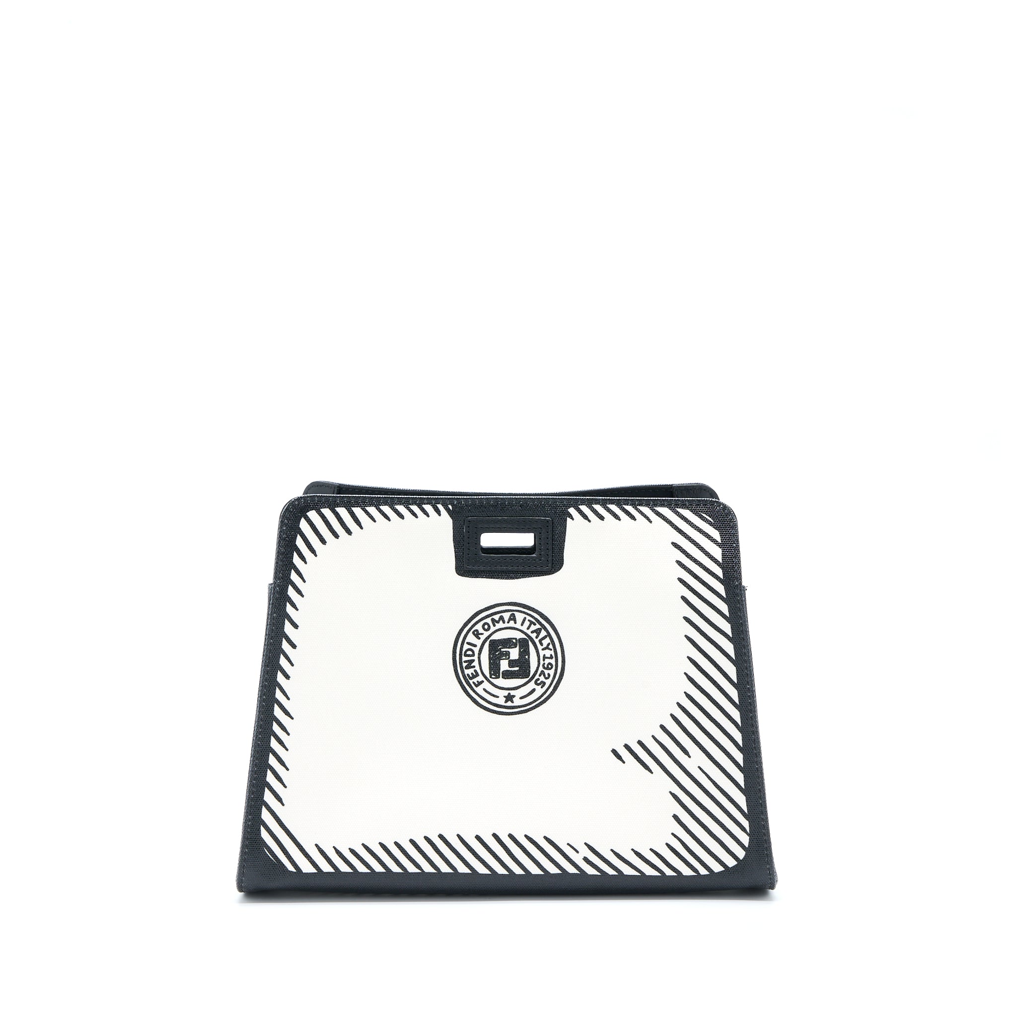 FENDI X VIDES COATED CANVAS PEEKABOO DEFENDER COVER WHITE BLACK