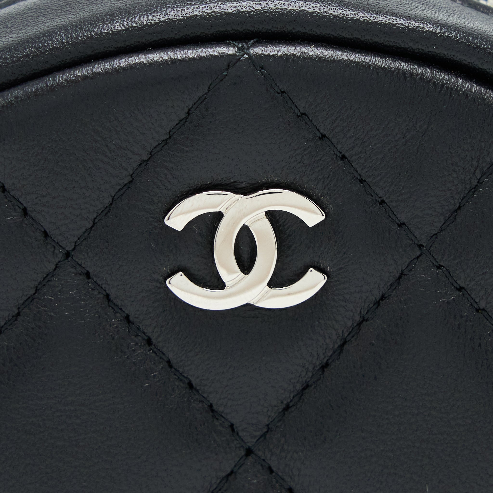 CHANEL ROUND CLUTCH WITH CHAIN LAMBSKIN BLACK SHW