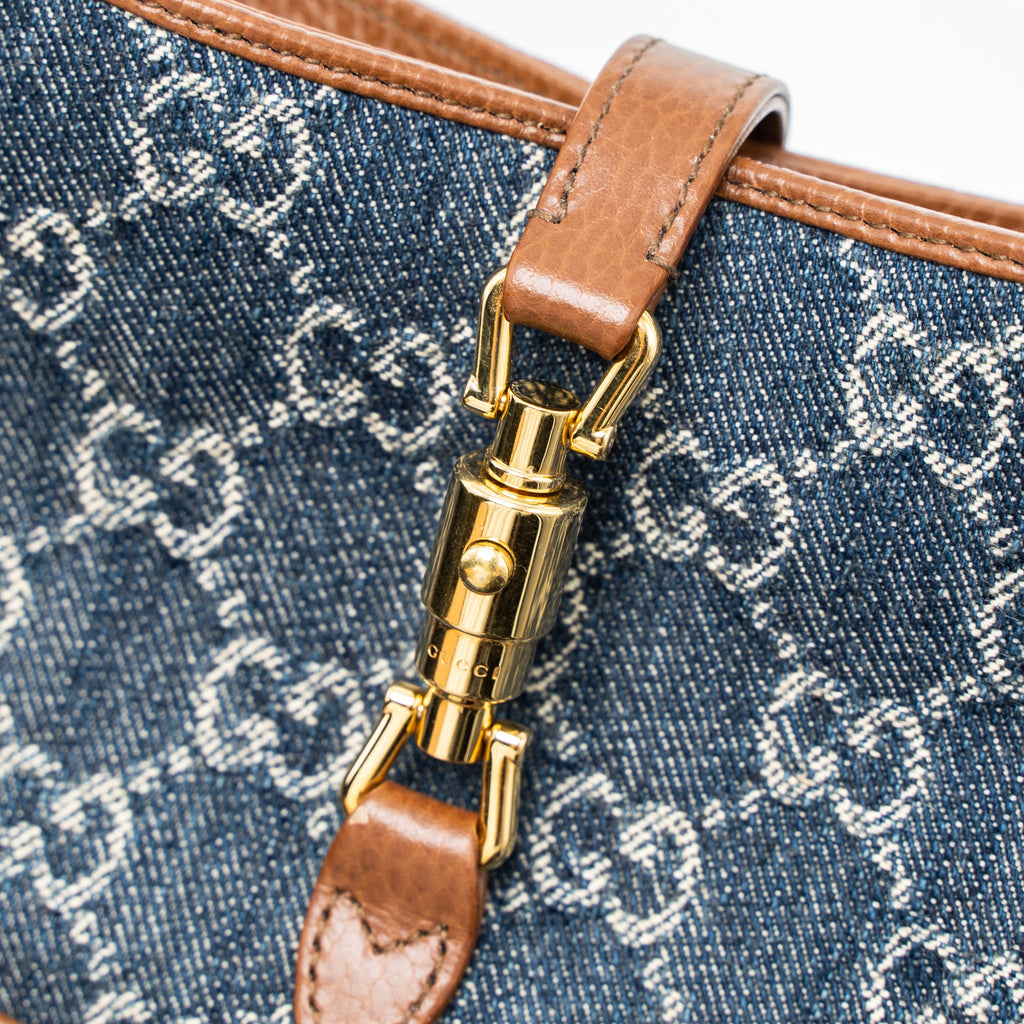 GUCCI MINI 1961 JACKIE BAG DENIM BLUE/BROWN GHW