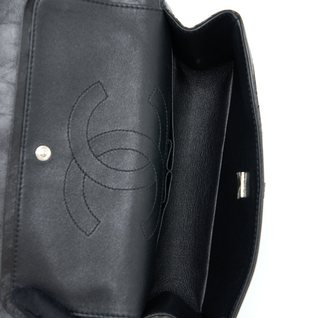 CHANEL SMALL 2.55 REISSUE FLAP BAG AGED CALFSKIN SO BLACK WITH BLACK HARDWARE (MICROCHIP)