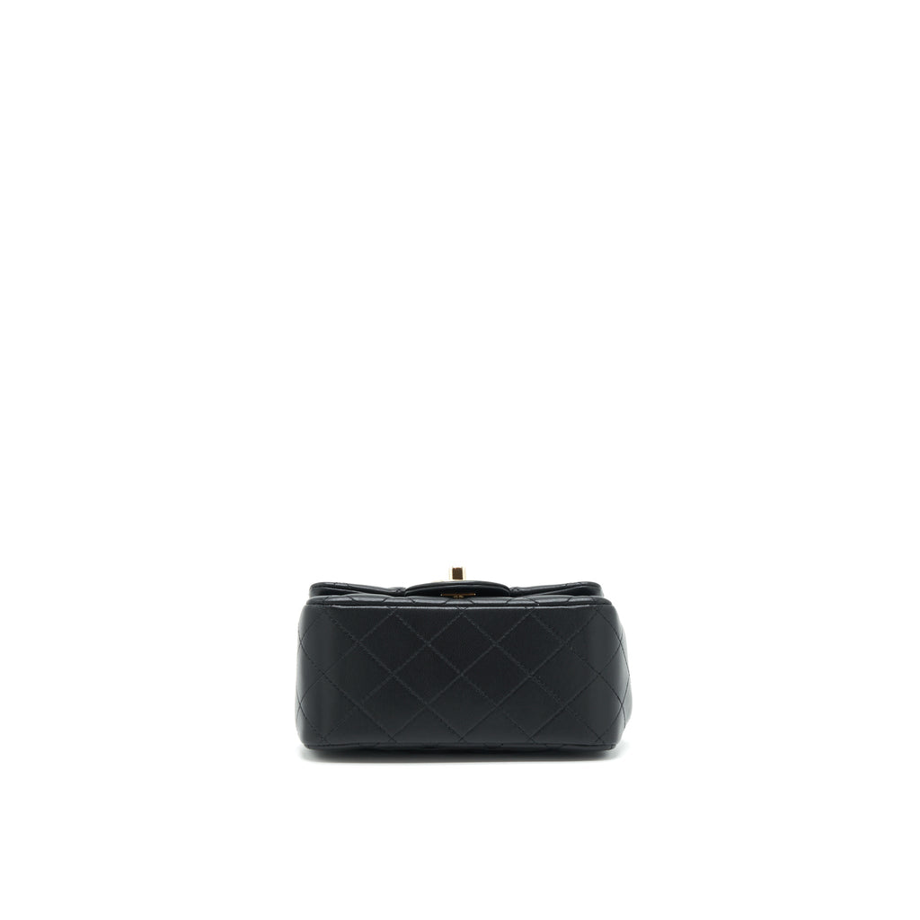 CHANEL MINI SQUARE FLAP BAG LAMBSKIN BLACK LGHW