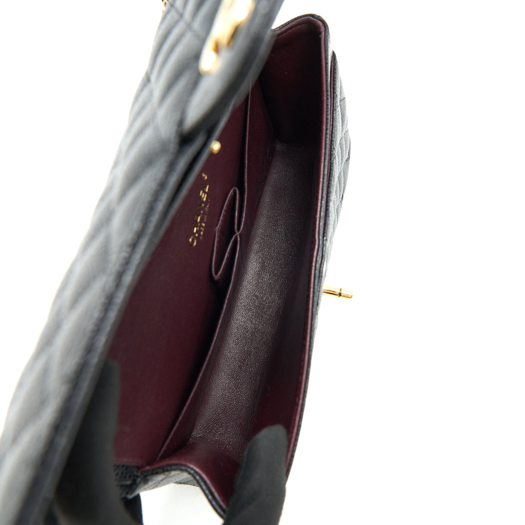 CHANEL MEDIUM CLASSIC DOUBLE FLAP BAG CAVIAR BLACK GHW SERIAL 25