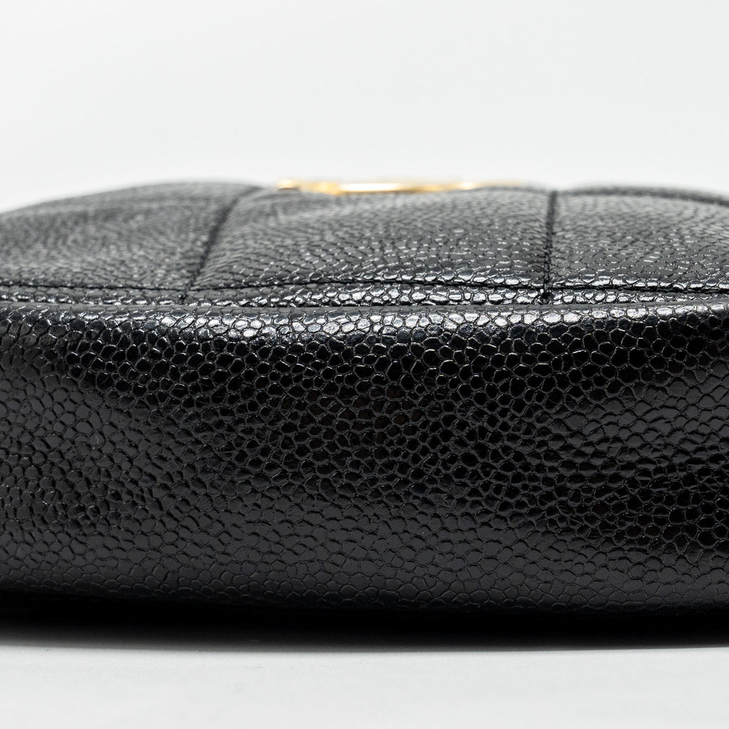 CHANEL QUILTED SHAPE CHAIN BAG CAVIAR BLACK GHW