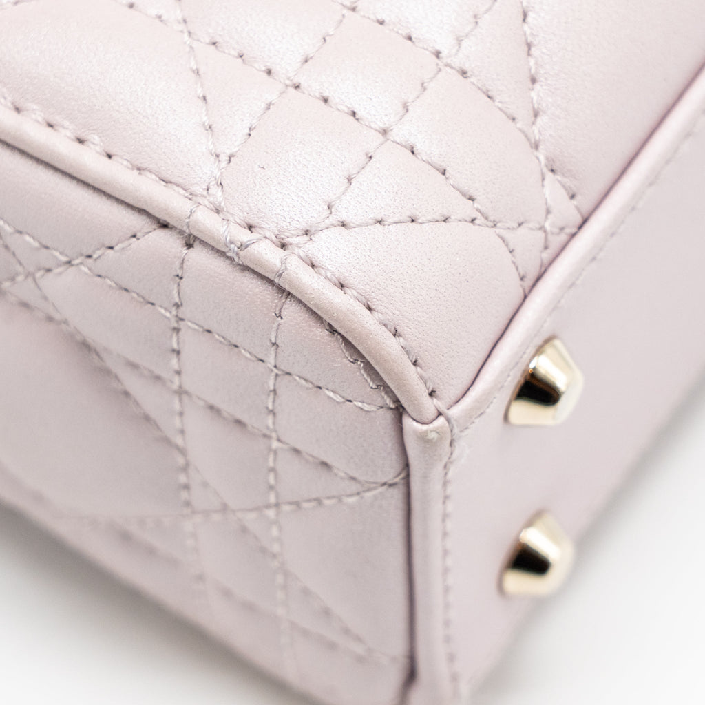 DIOR MINI LADY DIOR LAMBSKIN LIGHT PINK LGHW