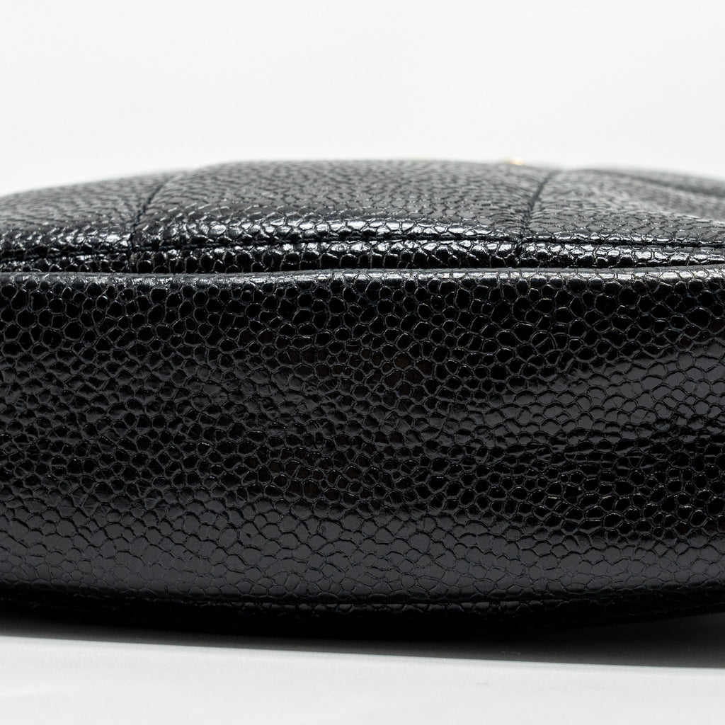 CHANEL QUILTED SHAPE CHAIN BAG CAVIAR BLACK GHW