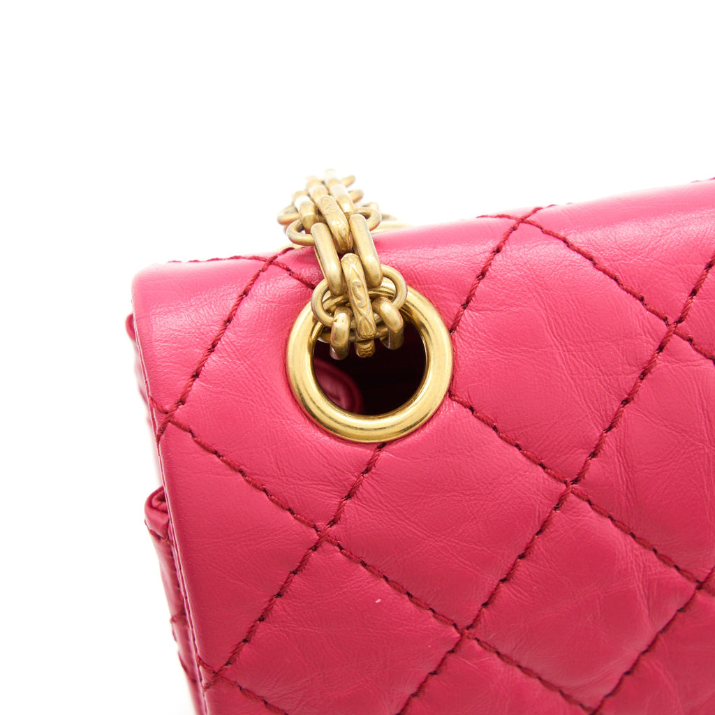 CHANEL MINI 2.55 REISSUE FLAP BAG AGED CALFSKIN HOT PINK GHW