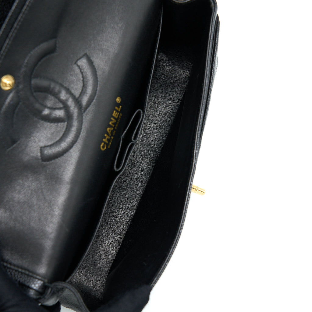 CHANEL CLASSIC DOUBLE FLAP BAG CAVIAR BLACK GHW