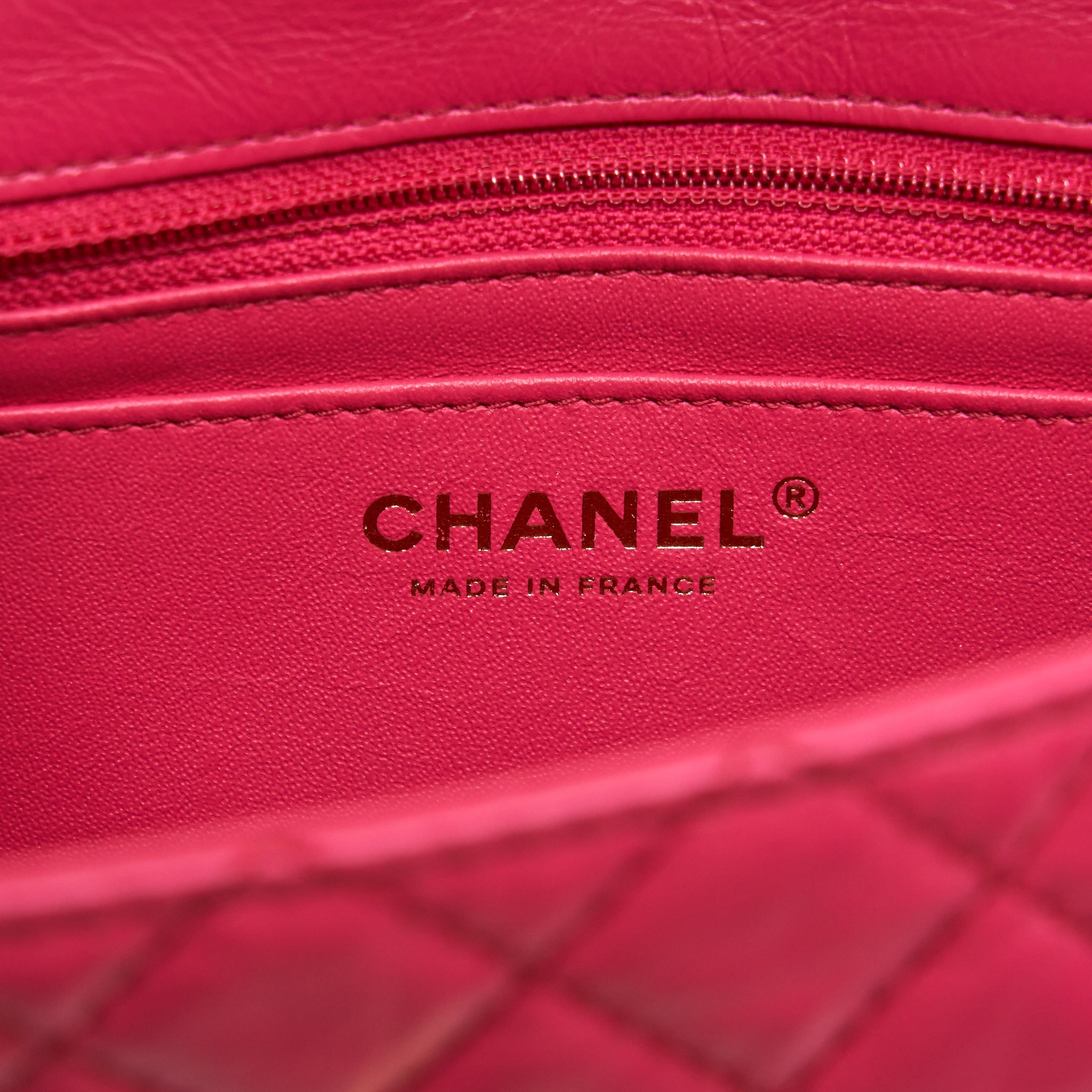 CHANEL MINI 2.55 REISSUE FLAP BAG AGED CALFSKIN HOT PINK GHW