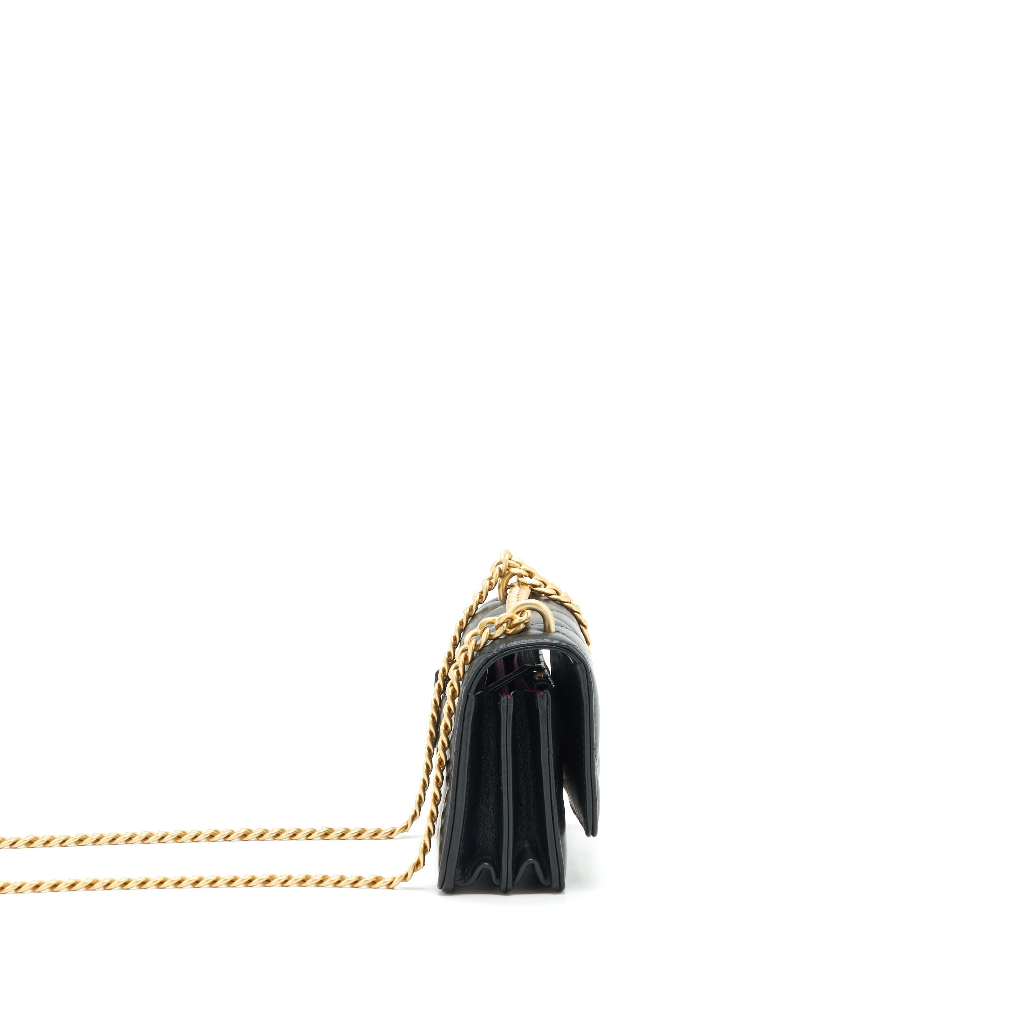 CHANEL 22P SEASONAL MINI FLAP BAG LAMBSKIN BLACK WITH GOLD/ BLACK HARDWARE