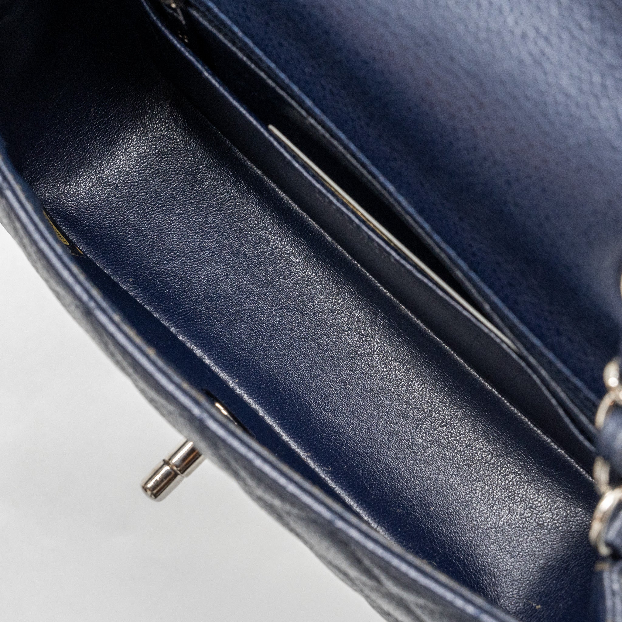 CHANEL CLASSIC MINI RECTANGULAR FLAP BAG CAVIAR NAVY SHW