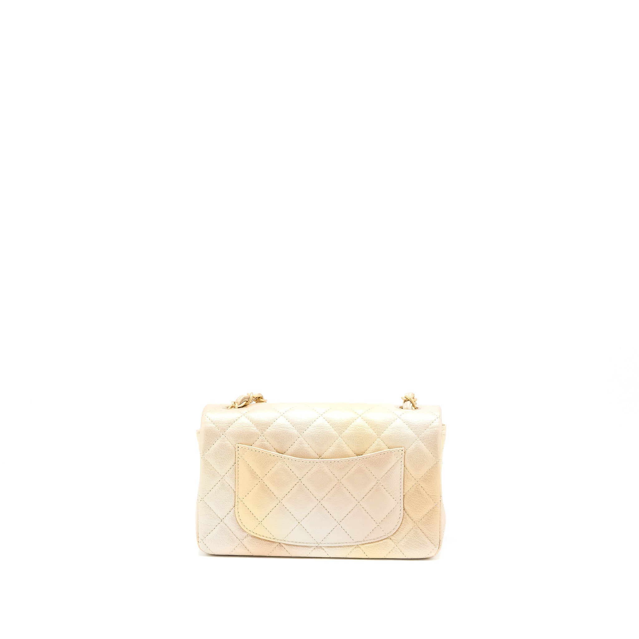 CHANEL 22C MINI RECTANGULAR FLAG BAG GOATSKIN OMBRE BEIGE BRUSHED GHW (MICROCHIP)