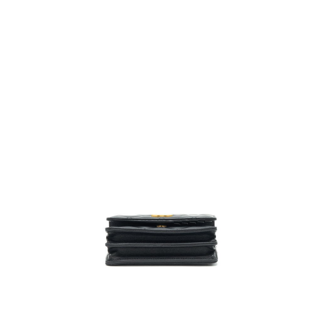 CHANEL 22P SEASONAL MINI FLAP BAG LAMBSKIN BLACK WITH GOLD/ BLACK HARDWARE