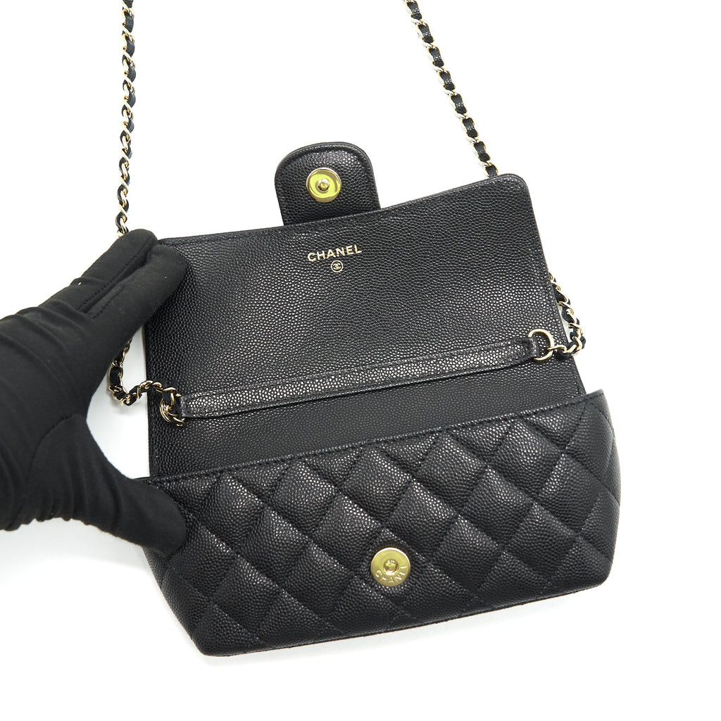 CHANEL GLASSES CASE WITH CLASSIC CHAIN BLACK LGHW