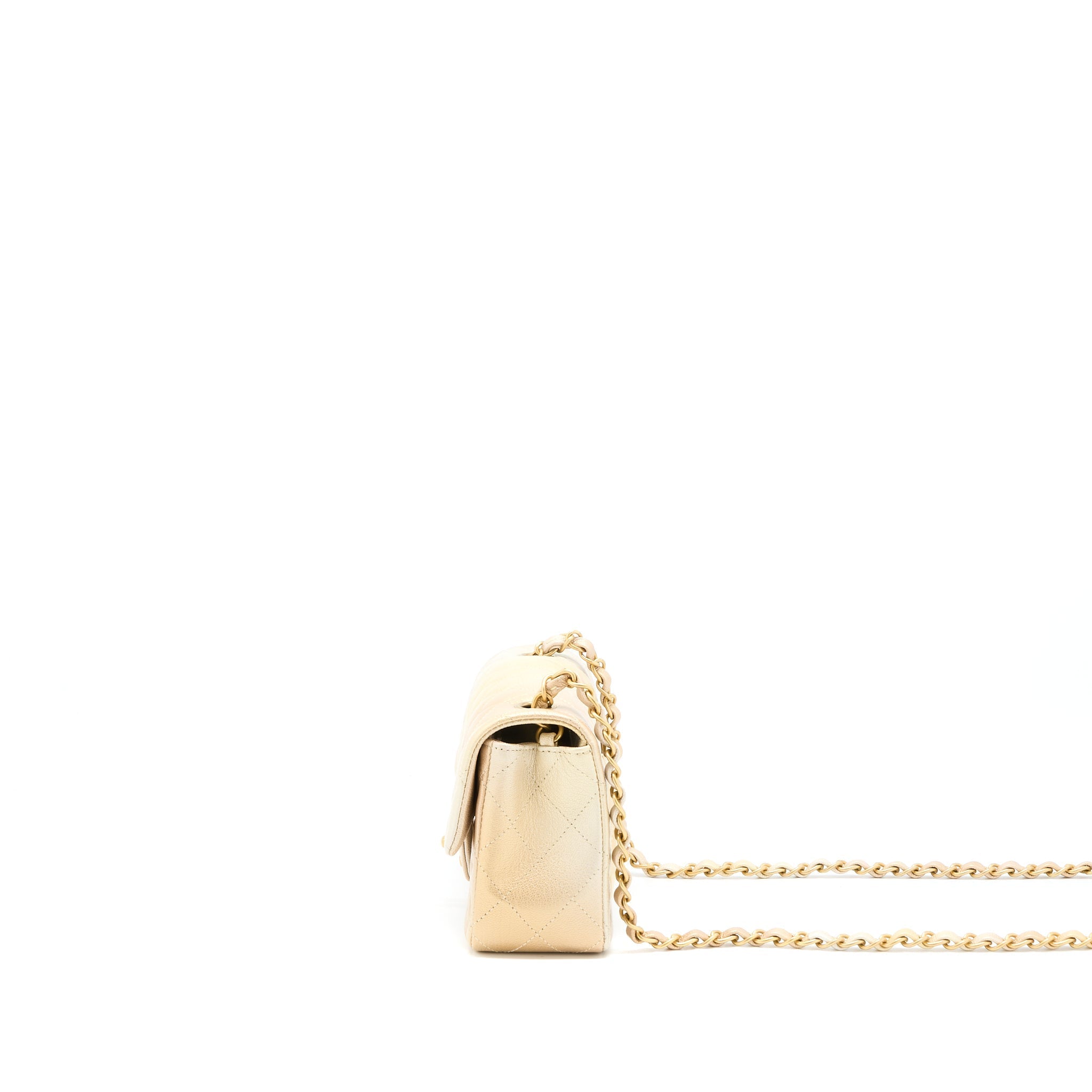 CHANEL 22C MINI RECTANGULAR FLAG BAG GOATSKIN OMBRE BEIGE BRUSHED GHW (MICROCHIP)