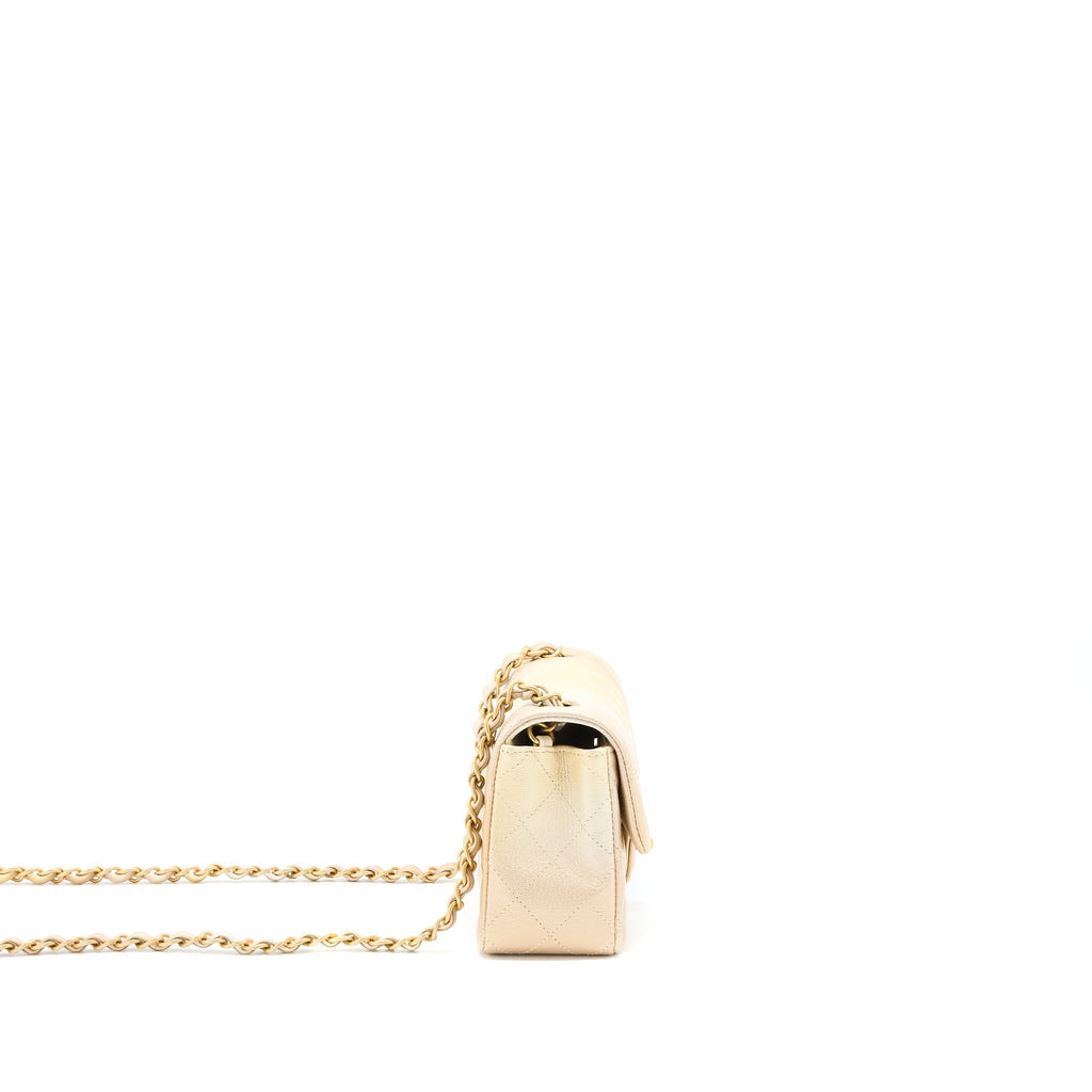 CHANEL 22C MINI RECTANGULAR FLAG BAG GOATSKIN OMBRE BEIGE BRUSHED GHW (MICROCHIP)