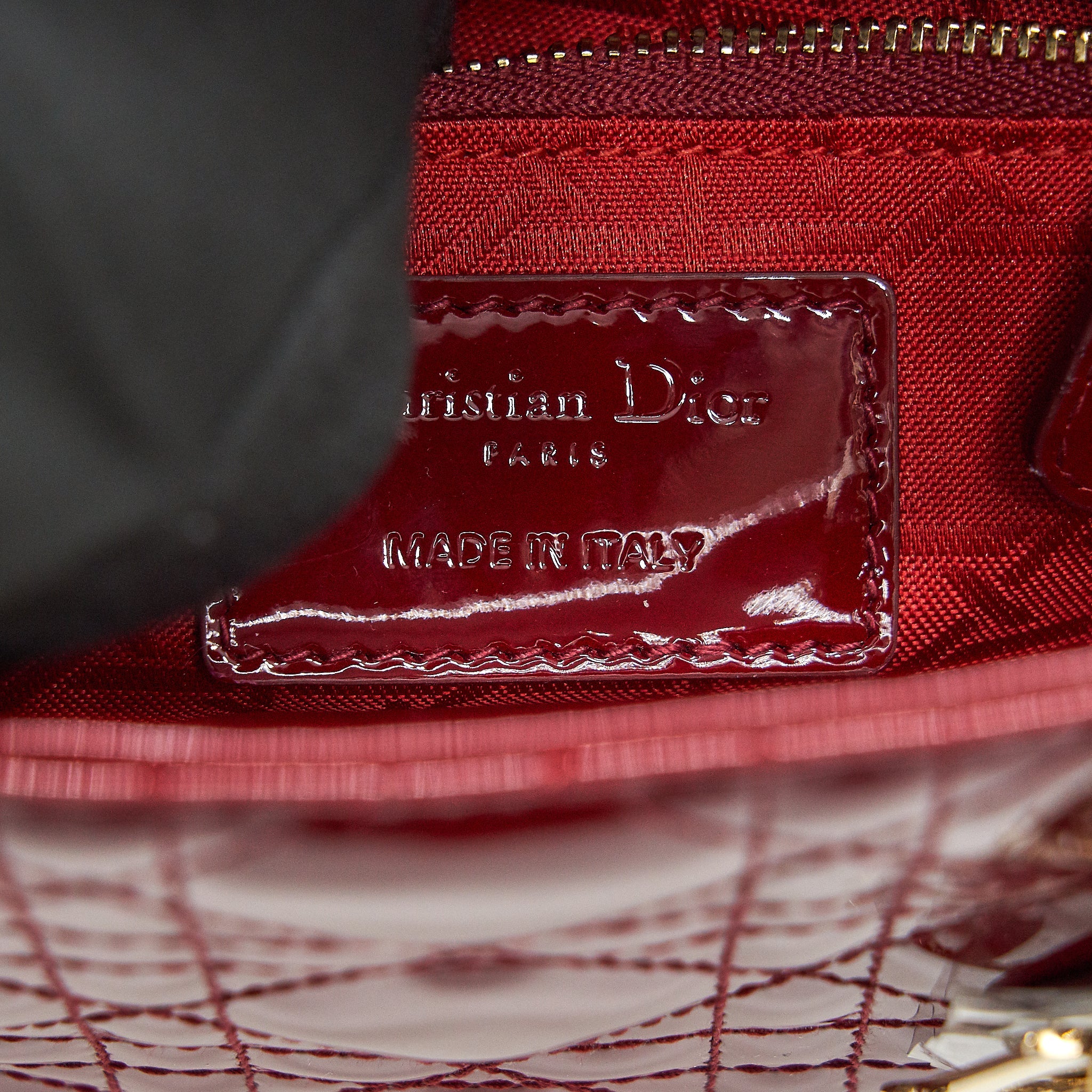 DIOR MINI LADY DIOR PATENT LEATHER RED WITH LGHW