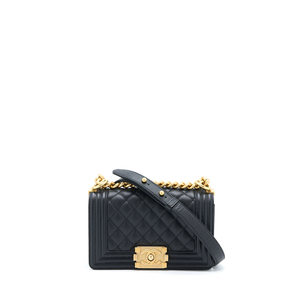 CHANEL SMALL BOY BAG CAVIAR BLACK GHW