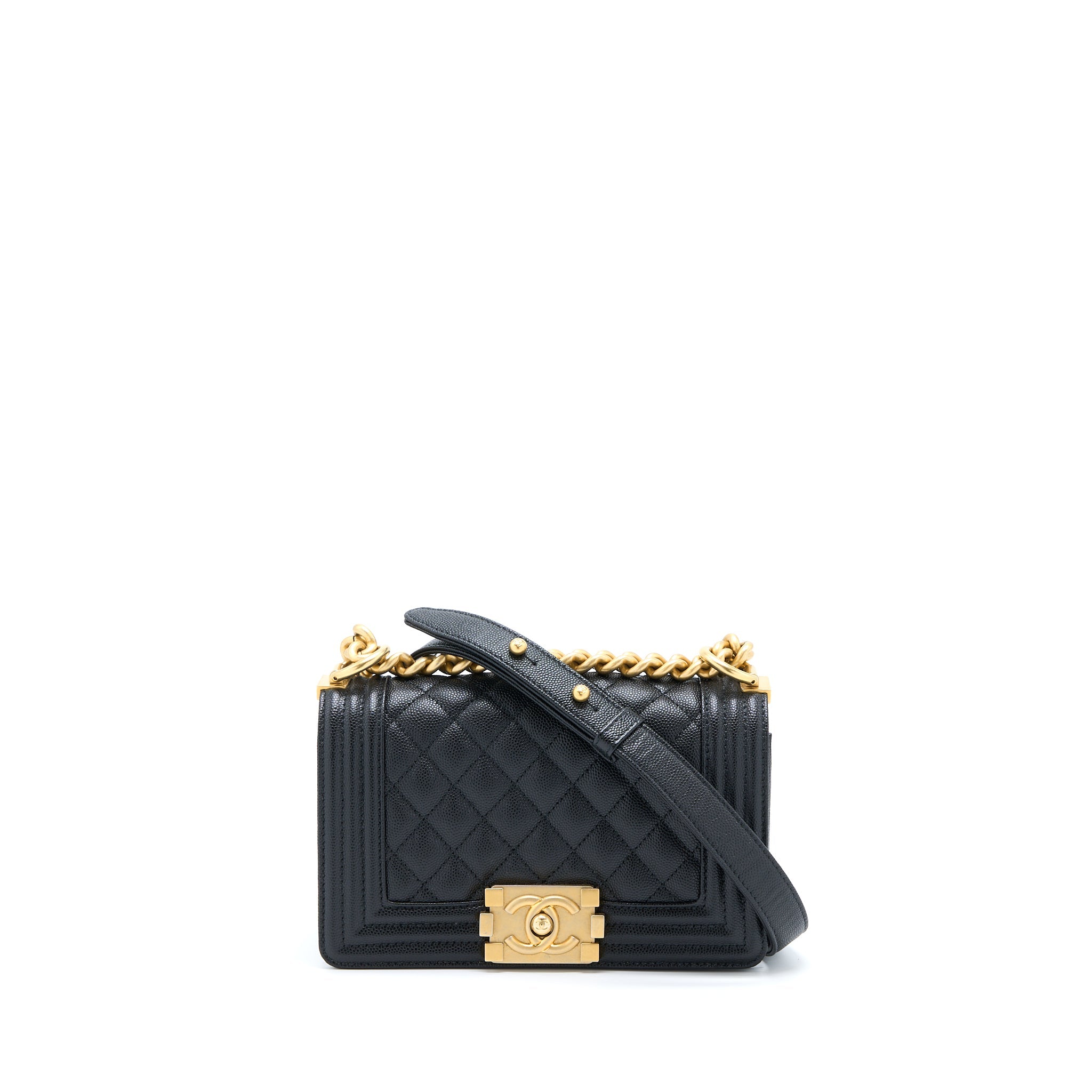 CHANEL SMALL BOY BAG CAVIAR BLACK GHW