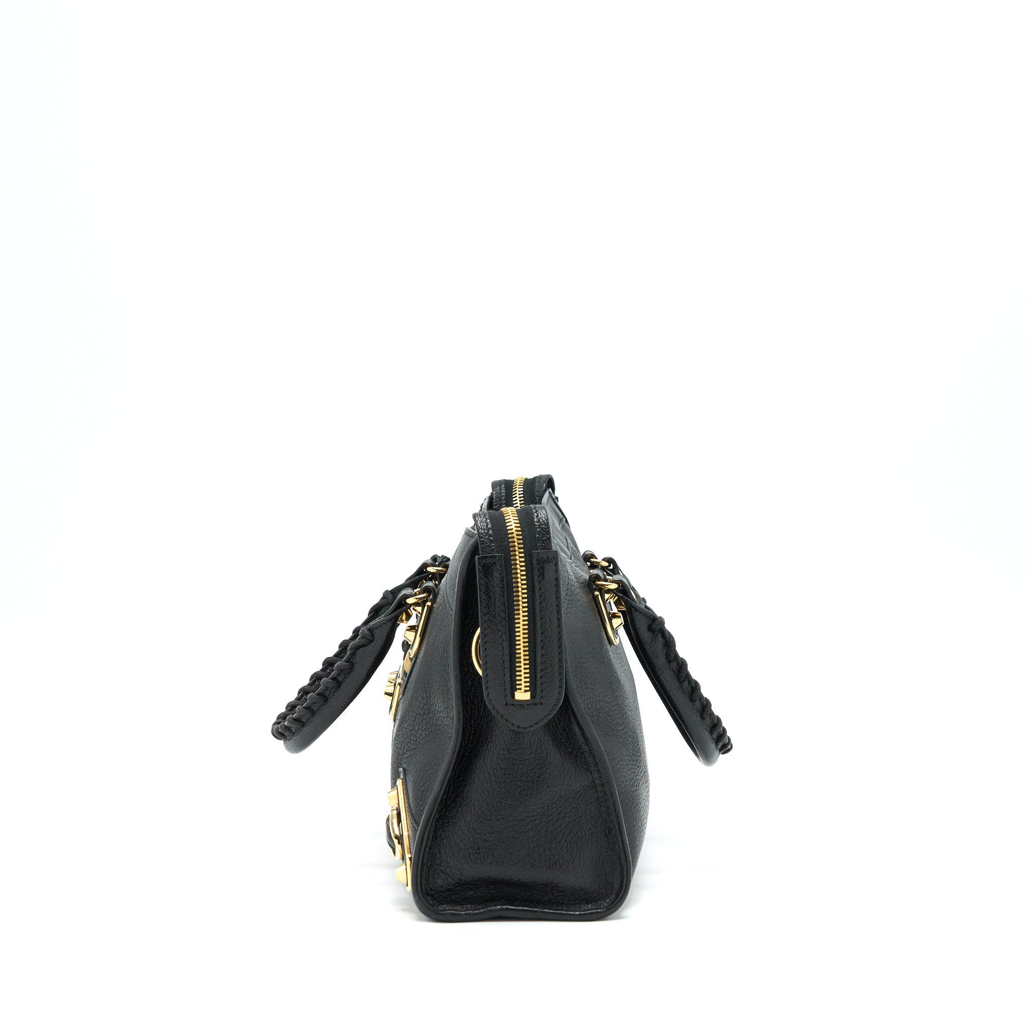 BALENCIAGA METALLIC EDG CITY S BAG BLACK GHW