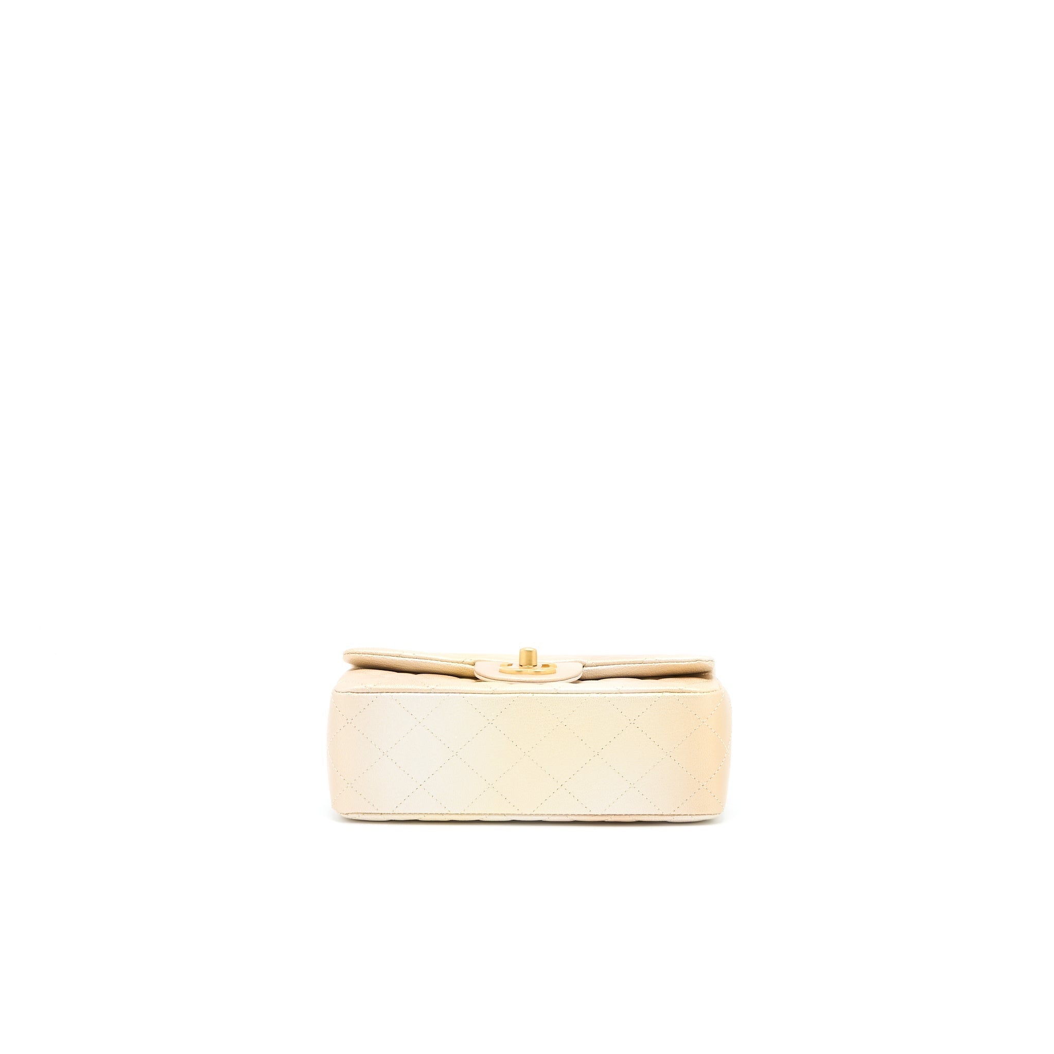 CHANEL 22C MINI RECTANGULAR FLAG BAG GOATSKIN OMBRE BEIGE BRUSHED GHW (MICROCHIP)