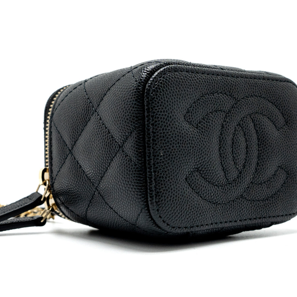 CHANEL MINI VANITY WITH CHAIN CAVIAR BLACK LGHW (MICROCHIP)