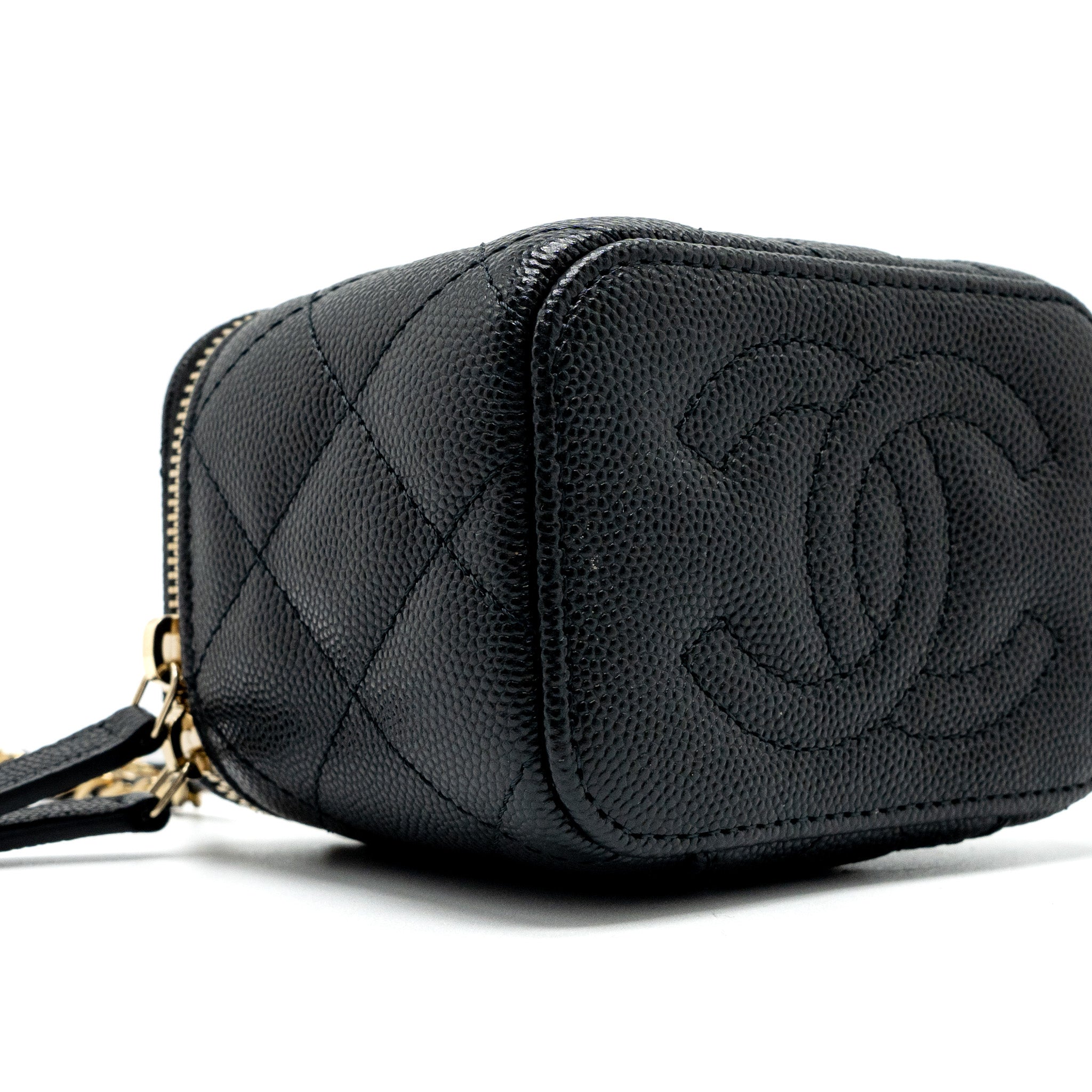 CHANEL MINI VANITY WITH CHAIN CAVIAR BLACK LGHW (MICROCHIP)